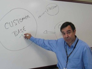 Martin Forbes in action with his sales team at Bioimagene.